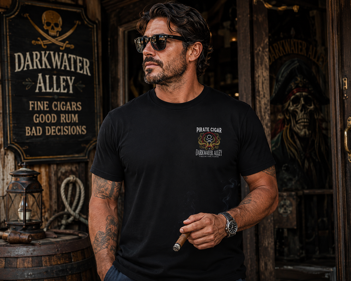 Salty Ashhole Comfort Colors cigar tee with chest logo and back print, alternate view