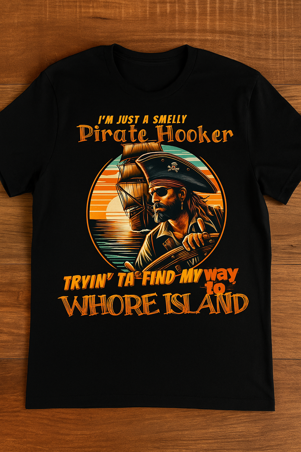 Smelly Pirate Hooker garment dyed Comfort Colors tee, alternate view