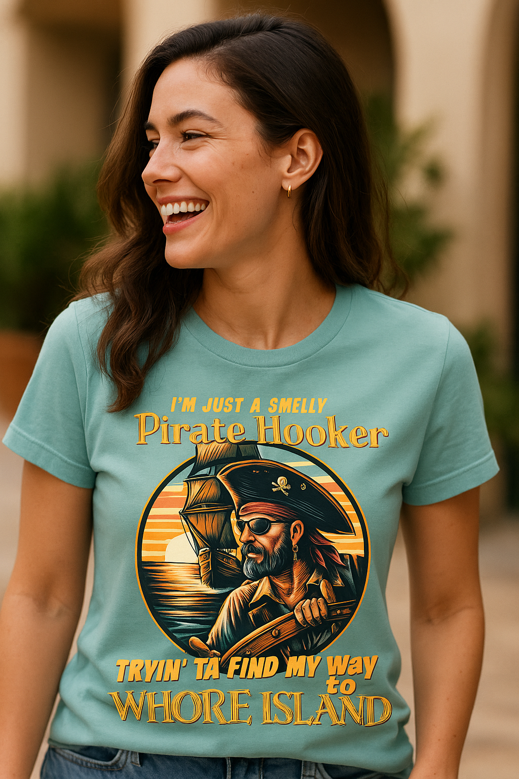 Smelly Pirate Hooker garment dyed Comfort Colors tee, alternate view