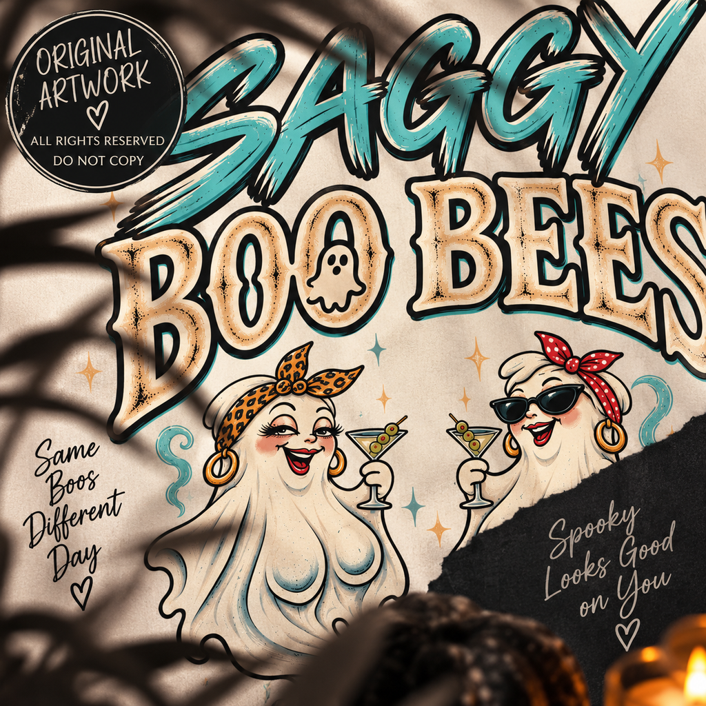 Saggy Boo Bees ghost bee Comfort Colors crewneck sweatshirt, alternate view