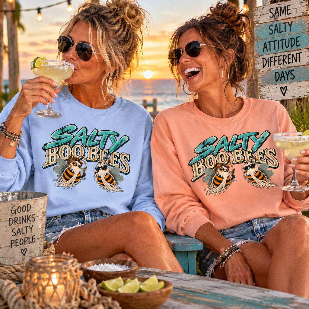 Salty Boo Bees ghost bee Comfort Colors crewneck sweatshirt, alternate view